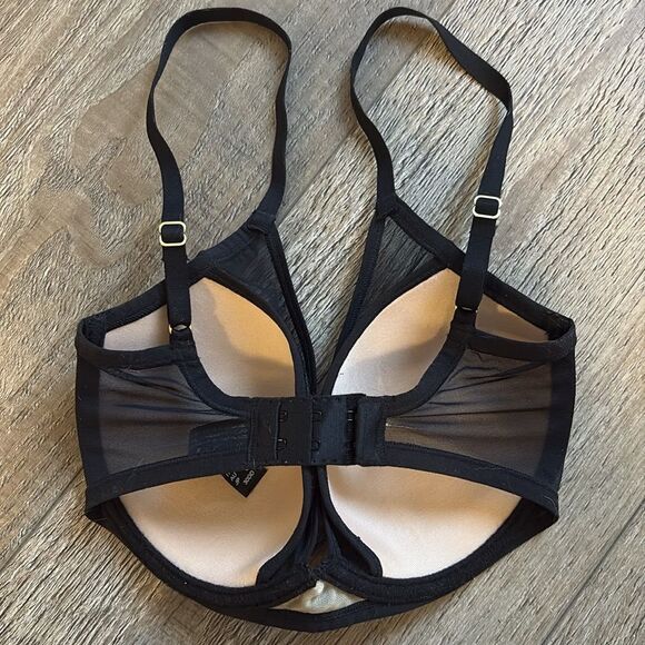 NWOT Natori Black Sheer Mesh & Lace Layered Bra in 30DD Nordstrom - Picture 2 of 4